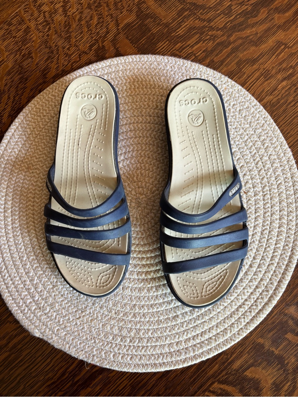 CROCS Women's Navy Multi-Strap Slide Sandals